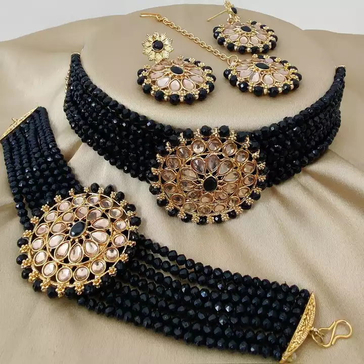 Beautifully Premium Quality Choker Neaklace With Beautiful Earings Tika And Beautiful Braslet Combo
 uploaded by business on 10/10/2022