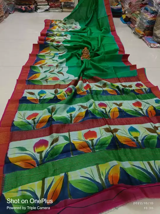 Bapta Tasar SILK saree
With Hand print
 uploaded by SK TEXTILE on 10/10/2022