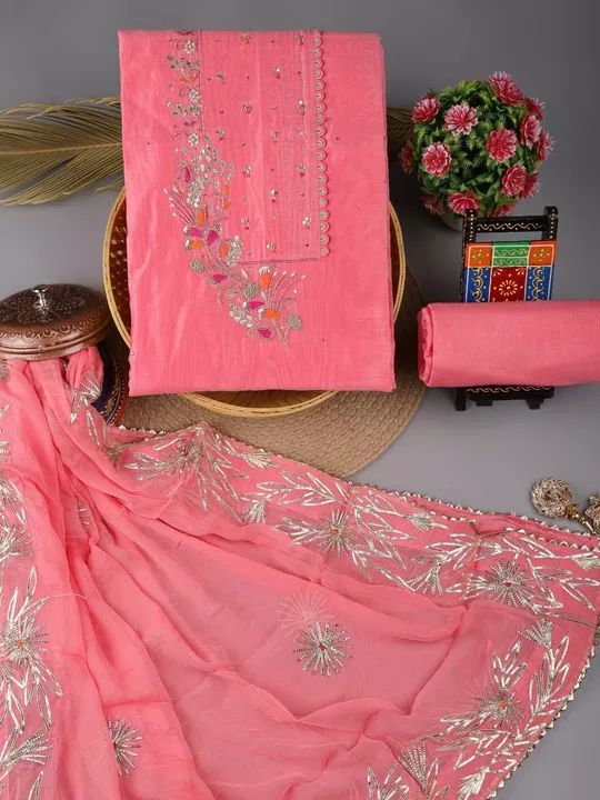 Product image with ID: chanderi-suits-with-neck-work-ecb6ee69