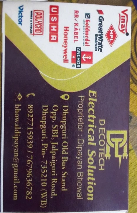 Visiting card store images of D ECOTECH