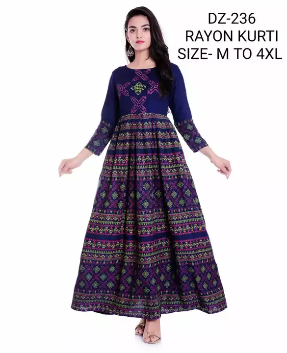 Women Traditional dress Rayon Print kurta  uploaded by business on 10/11/2022