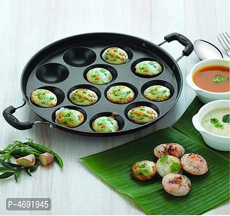 Non-Stick 12 Cavities Appam Tava and Dosa Tawa with Lid Red uploaded by business on 1/7/2021