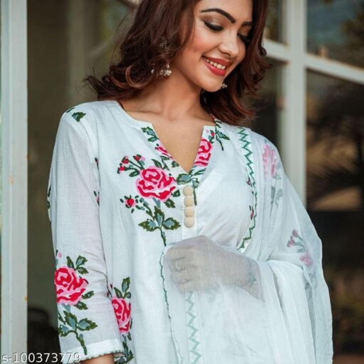 👉❤️❤️PURE WHITE FLORAL PRINTED KURTA PANT SET WITH DUPATTAS uploaded by business on 10/11/2022