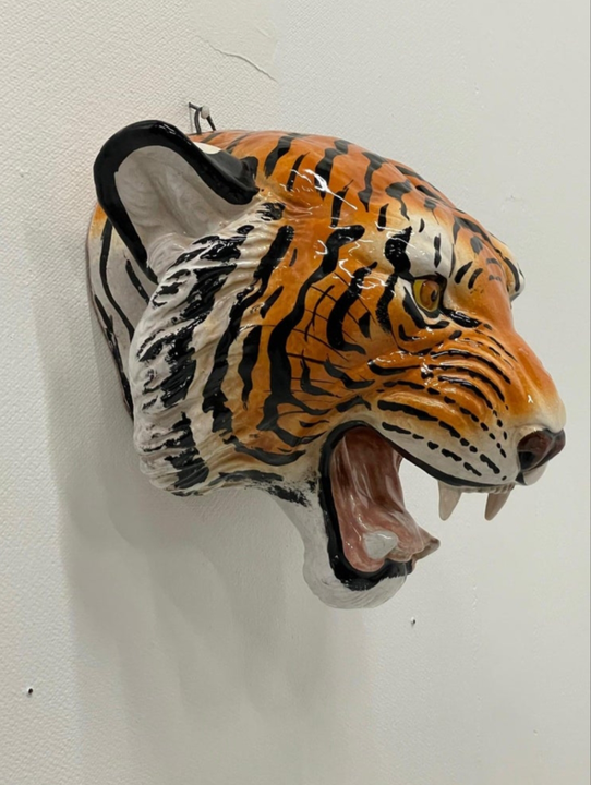 Wooden tiger face hanging pic  uploaded by Girish handicrafts wooden items jod on 10/11/2022