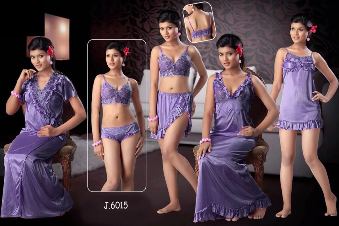 6 piece nighty satin in 28 gaje fabric with rs 295 each. uploaded by Latest fashion on 10/12/2022