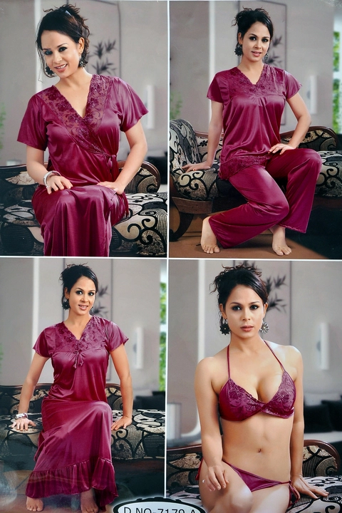 6 piece satin nighty in 28ngage fabric uploaded by Latest fashion on 10/12/2022