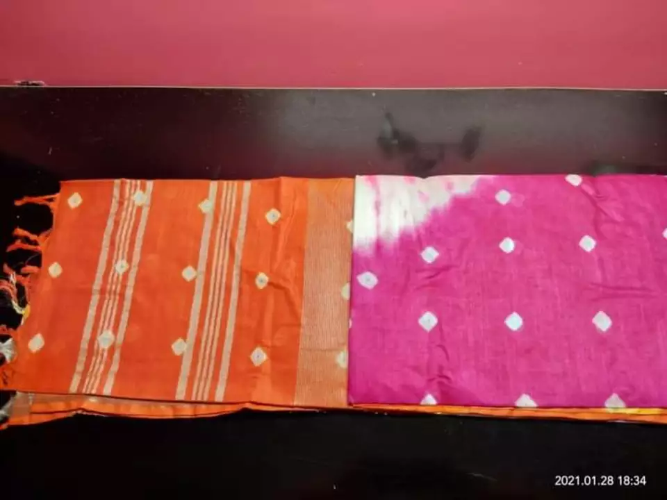 Cotton linen sibori hand print sarees uploaded by business on 10/12/2022