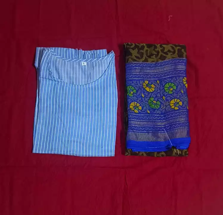 Brasso saree and shirt kurtis uploaded by Maduraa fashion on 10/12/2022