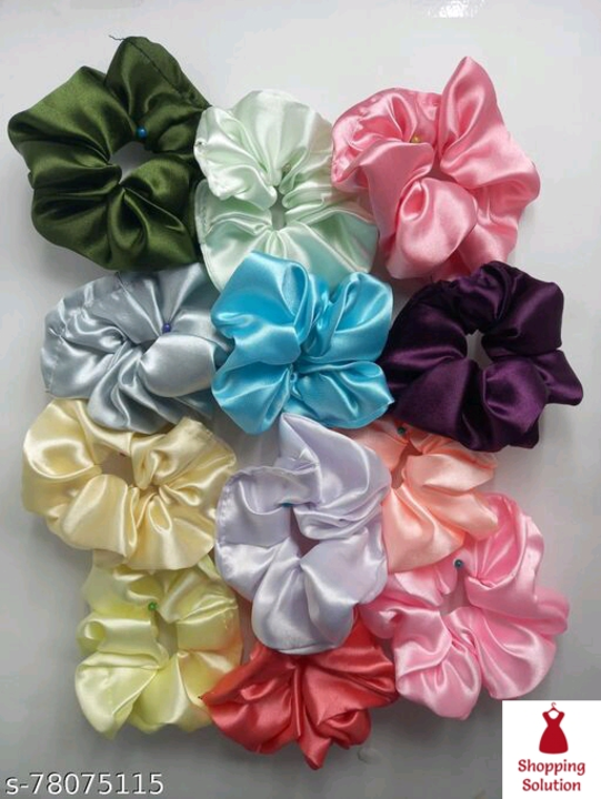  Women Multicolor Satin Scrunchies uploaded by Shopping solution on 10/13/2022