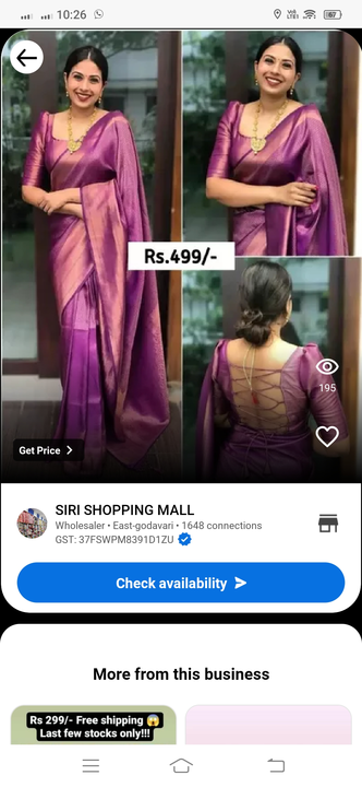 Post image I want 10 pieces of Saree at a total order value of 5000. Please send me price if you have this available.