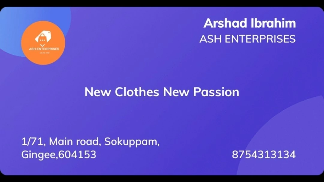 Visiting card store images of Ash Enterprises