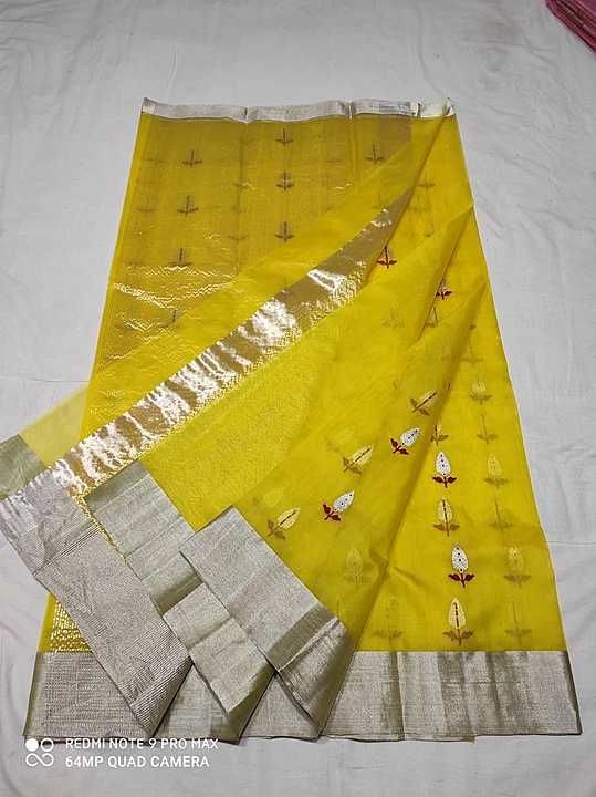Chanderi katan silk 6.5 mti Mina wark handloom sarees uploaded by royal chanderi saree on 1/8/2021
