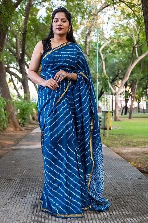 New collection cotton mulmul hand block print gold Zari border saree  uploaded by business on 1/8/2021