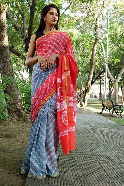 New collection cotton mulmul hand block print gold Zari border saree  uploaded by business on 1/8/2021