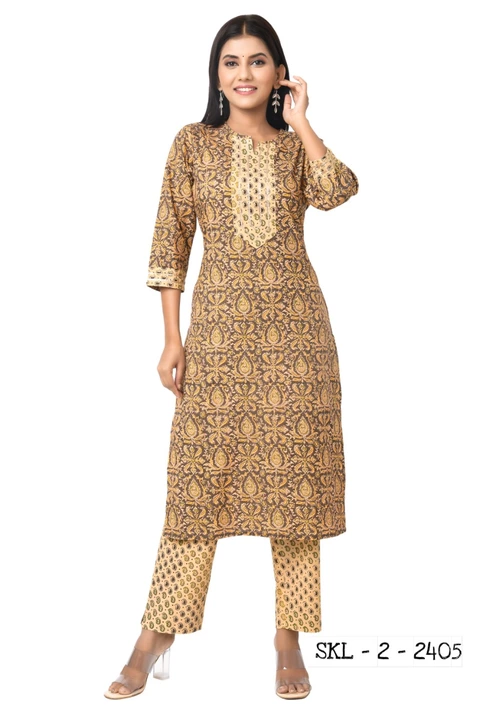 Post image 100% cotton ladies printed kurti pant set in jaipuri block prints.