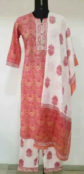 Cotton printed Ladies kurti pant dupatta sets  uploaded by Shakuntalam Lifestyle  on 10/13/2022