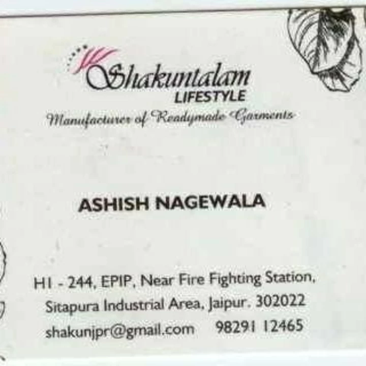 Visiting card store images of Shakuntalam Lifestyle 