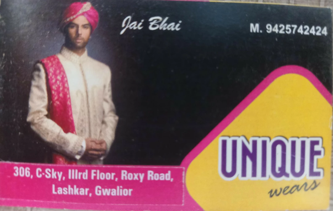 Visiting card store images of Unique wears