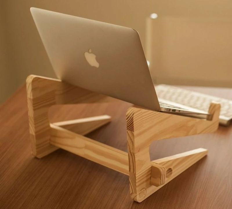 Wooden laptop stand uploaded by business on 10/14/2022