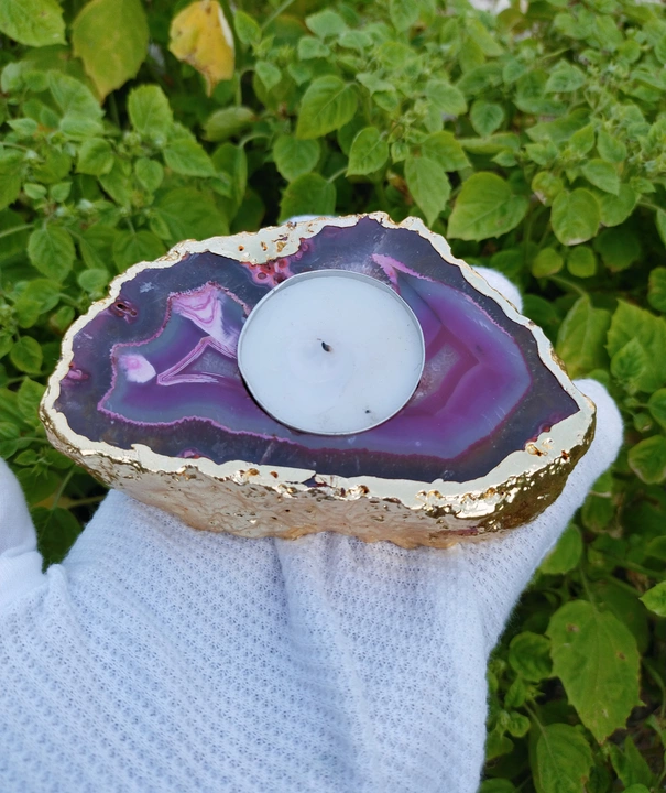 CRYSTALS PURPLE AGATE CANDLE TEALIGHT HOLDER uploaded by business on 10/14/2022
