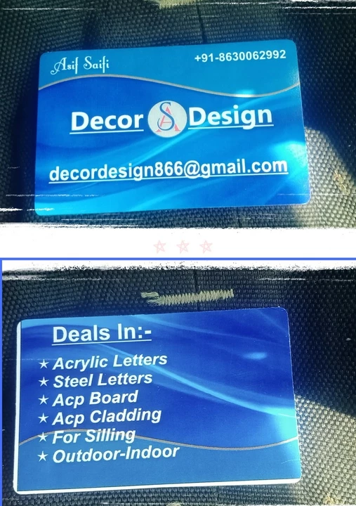 Visiting card store images of Decor Design