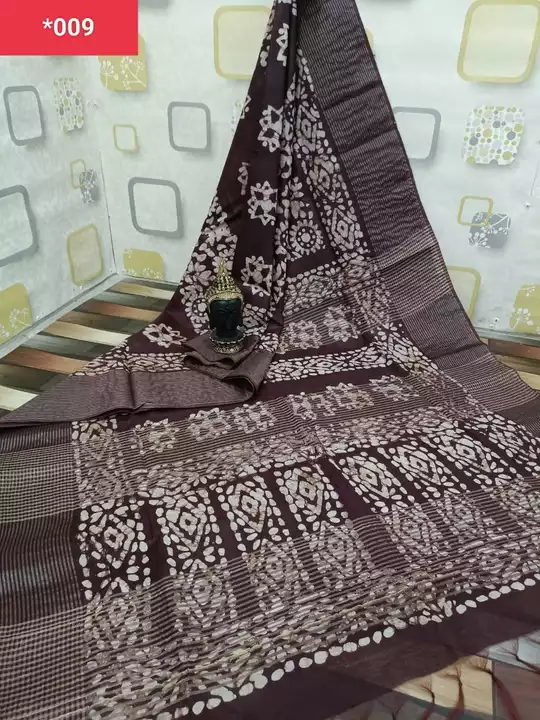 Linen batik print silk saree uploaded by business on 10/15/2022
