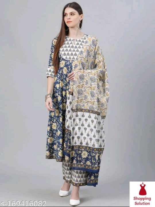 women ethnic kurti with palazzo and dupatta s uploaded by business on 10/15/2022