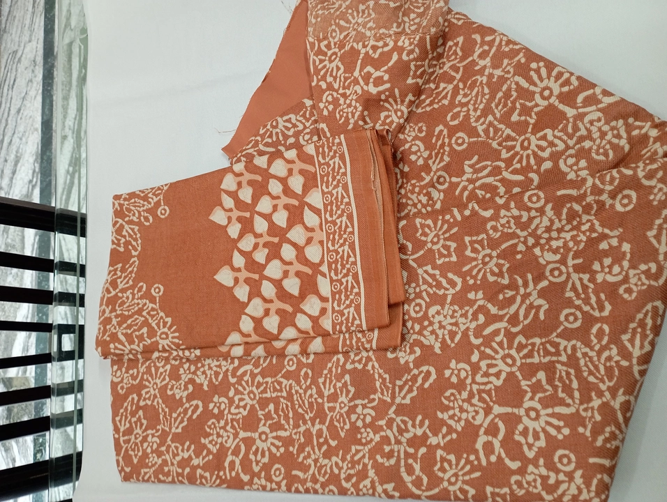 Woollen printed shirt with plain bottom and beautiful printed stole  uploaded by Ladies boutique and collection on 10/15/2022