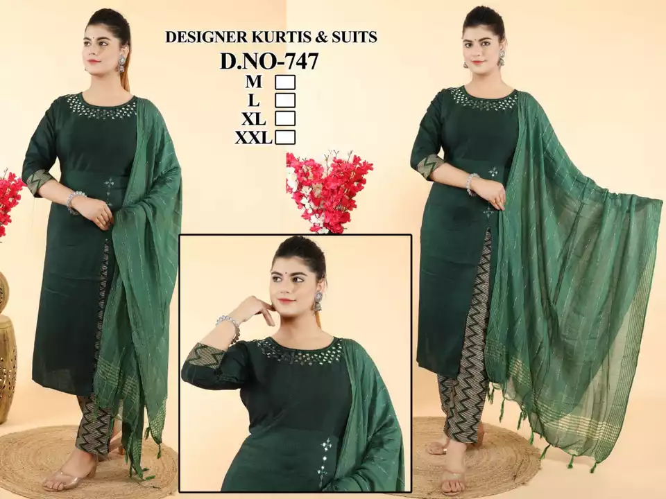 Two tone kurti dupatta with pent uploaded by business on 10/15/2022