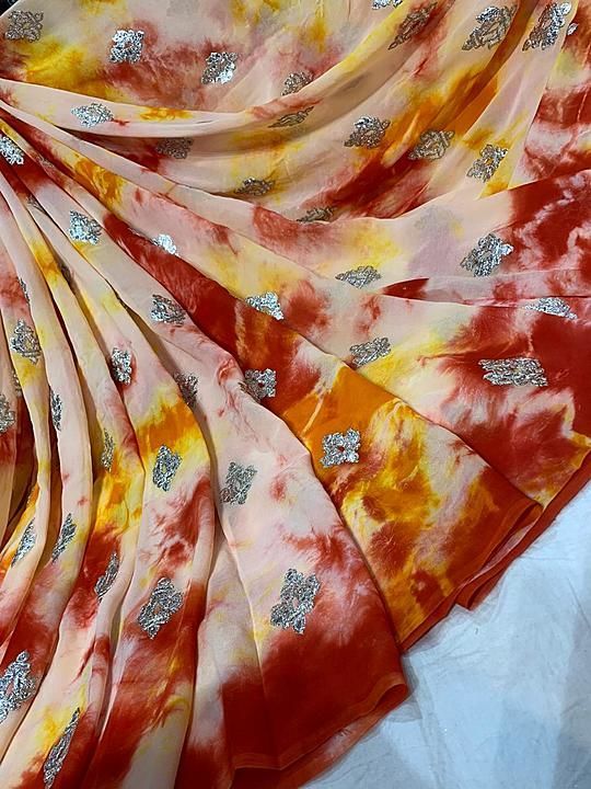 Pure Georgette shibori with embroidery uploaded by business on 1/10/2021
