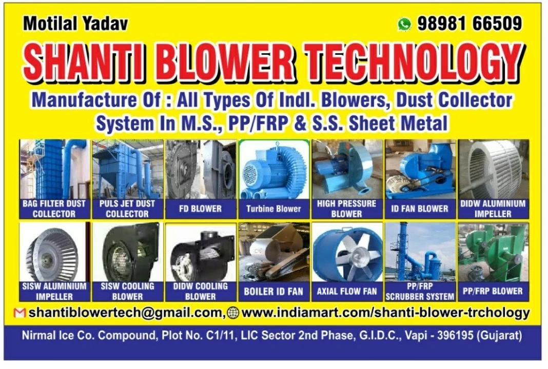 Visiting card store images of Shanti Blower Technology