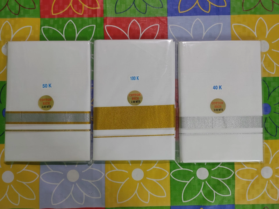 Post image Pure cotton Dhoties with Gold / Silver Jari