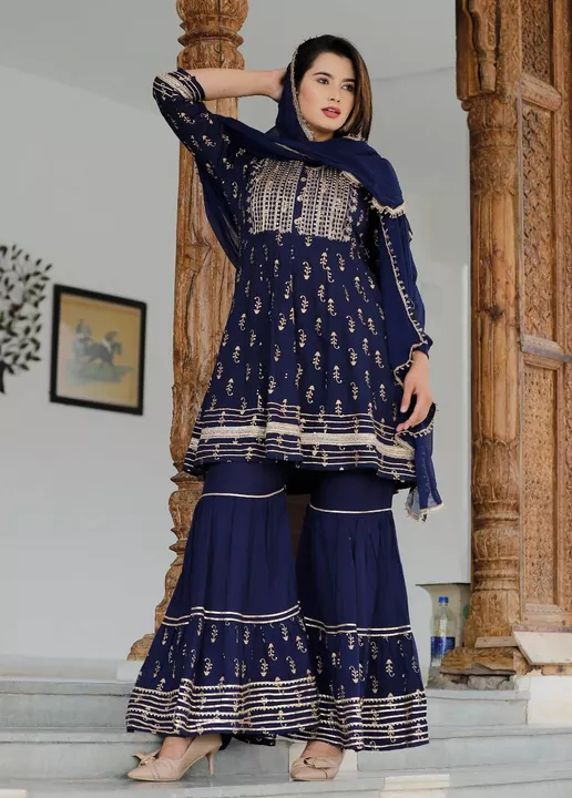 Post image 🤩 *New Lounch* 🤩

*Article Details:-*
😍 *Premium Rayon Fabric With Heavy Zarri Detailing With Hand Work Flair knee Length Kurti With Gotta Lace Gharara And Dupatta Suit Set* 💃💃💃

*Note:- Always Best Quality*

⭐Product code *N.c*
⭐Size: *M/38, L/40, XL/42, XXL/44* 
⭐Fabric: *Premium Rayon*
⭐Product: *Kurti + Gharara + Dupatta* 
⭐ lenght *Kurti"35" + Sharara "40"*
⭐Color`s: *Single Colour*
⭐Work: *Heavy Zarri Work*
⭐Type: *Fully stitch