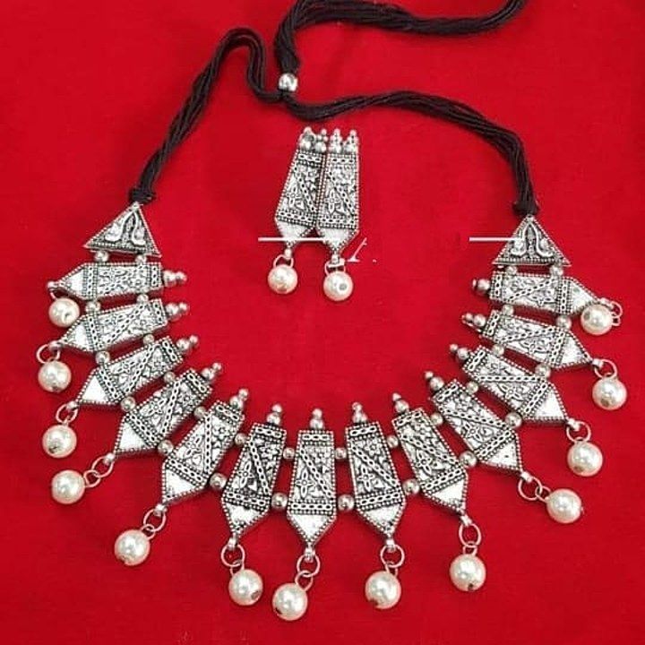 Oxidized pearl necklace set uploaded by Trendy handicrafts & jewellery on 1/10/2021