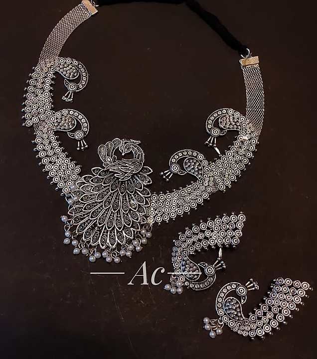 Peacock Oxidized choker necklace set uploaded by business on 1/10/2021
