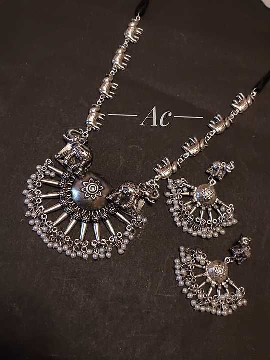 Oxidized necklace set with earring uploaded by business on 1/10/2021