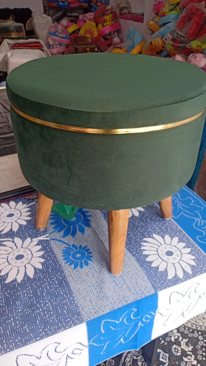 Velvet wooden stool uploaded by business on 10/17/2022
