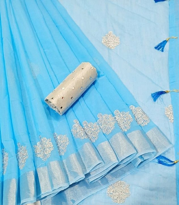 Post image *NEW SUPER SOFT LINEN ZARI EMBROIDERY WORK 	SAREE* 

Saree details👇🏻
Here we go with beautiful pure Mono soft linen zari Work sarees for your upcoming festive or party or marriage entry....💁🏻🌷🧚🏻‍♀

Upada silk blouse piece with Saree matching thread multy work

Saree Lenght 6:30 with blouse

✅ *Price (₹) 650* /-♥️

Ready stock

WhatsApp number: 8825809702