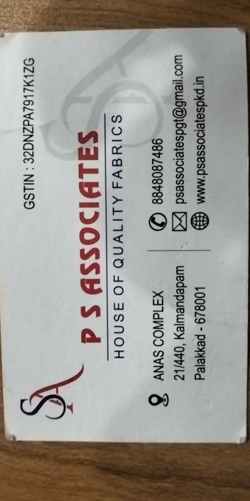 Visiting card store images of P S Associates