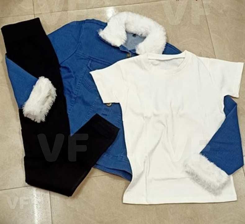 *CLASSY COMBO OF FUR  JACKET JEGGING & TEES*
 uploaded by Hussain collection  on 1/11/2021