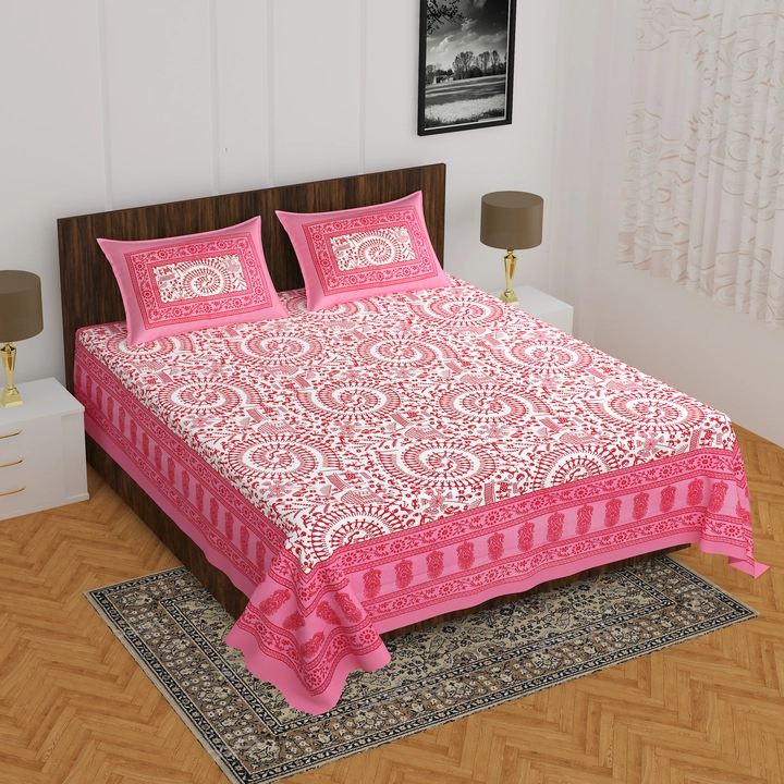 Sanganeri printed cotton double bed sheet with 2 pillow cover  uploaded by business on 10/19/2022