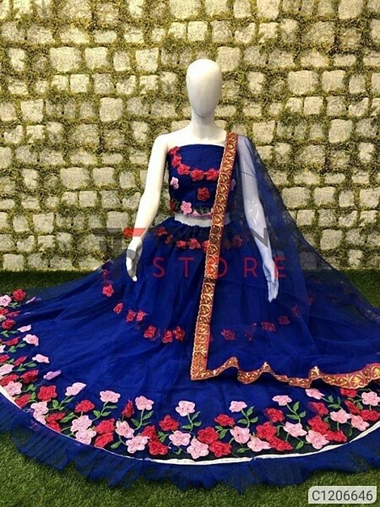 Post image *1350/-**Catalog Name:* Traditional Net Embroidered Lehengas
⚡⚡ Quantity: Only 5 units available⚡⚡
*Details:*
Description: It has 1 Piece of Blouse, 1 Piece of Lehenga, 1 Piece of Dupatta
Fabric; Blouse: Banglori Silk, Lehenga: Net, Dupatta: Net
Length; Blouse: 15 In, Lehenga: 42 In, Dupatta: 2.1 Mtr
Size: Blouse: Bust : 0.8 Mtr, Lehenga: Waist (In Inches): Free Size Up To 42 inch
Sleeves: Sleeveless
Type; Blouse: Un-stitched, Lehenga: Semi-stitched
Work; Blouse: Embroidered, Lehenga: Embroidered, Dupatta: Embroidered
Designs: 6
💥 *FREE COD*
💥 *FREE Return &amp; 100% Refund*
🚚 *Delivery:* Within 7 days