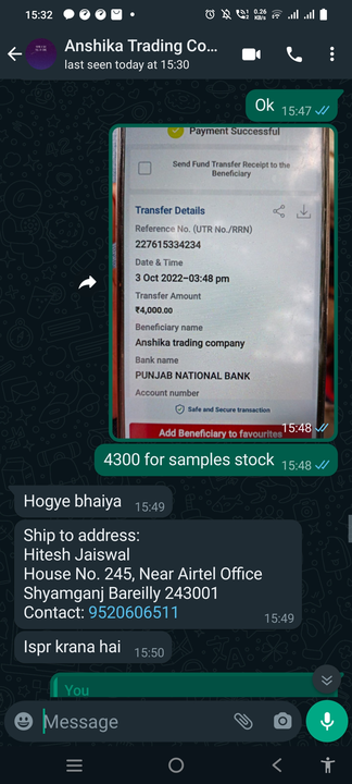 Post image Dear users, don't believe on fraud profiles here who take advance money for stock but didn't send any delivery to you nor refunded the money.
We, Desire Fashion Store going to make a complaint on online fraud to consumers forum.
If you are also foolish by these type of fraudulent activities from Anar App. Kindly contact us for mutual complaint against those.