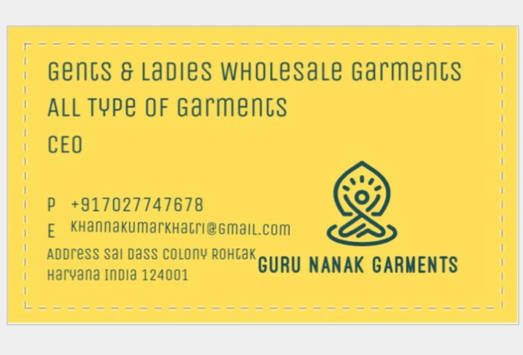Visiting card store images of GURU NANAK GARMENTS WHOLESALE