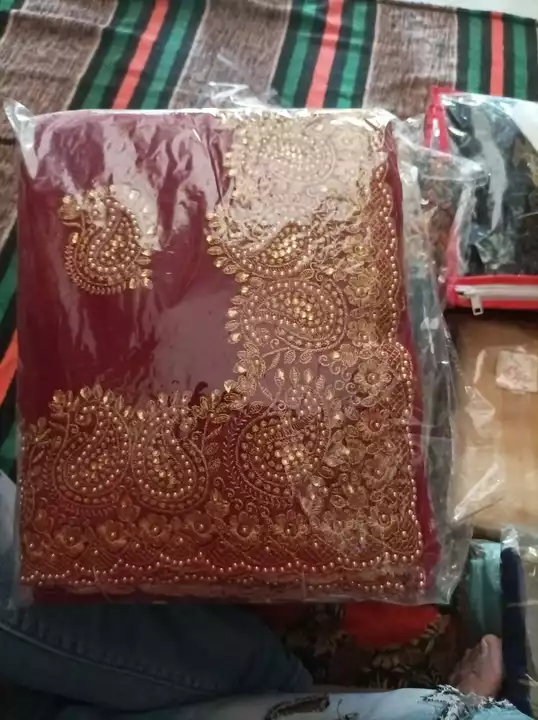 Full stone saree uploaded by Balaji kirana store on 10/20/2022