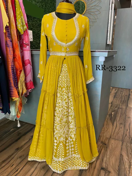 RR- 3322          🇮🇳

Ready To Wear💐
 
Pure Georgette Ready To Wear Long kurta With Front Slit An uploaded by AanviFab on 10/20/2022