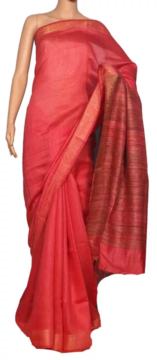 Hand woven silk linen saree with blouse piece. uploaded by Mani Handloom on 10/20/2022