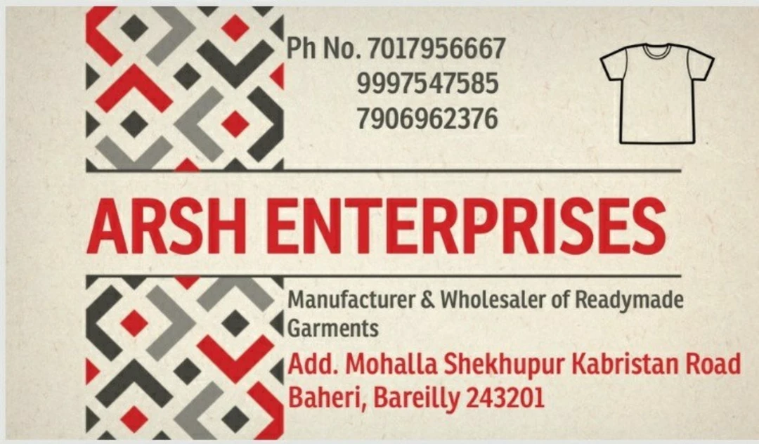 Visiting card store images of Arsh Enterprises