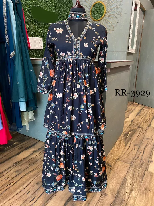 RR- 3929       🇮🇳

Ready To Wear💐
 
Pure Muslin Printed Ready To Wear Peplum Kurta With Attached  uploaded by AanviFab on 10/22/2022