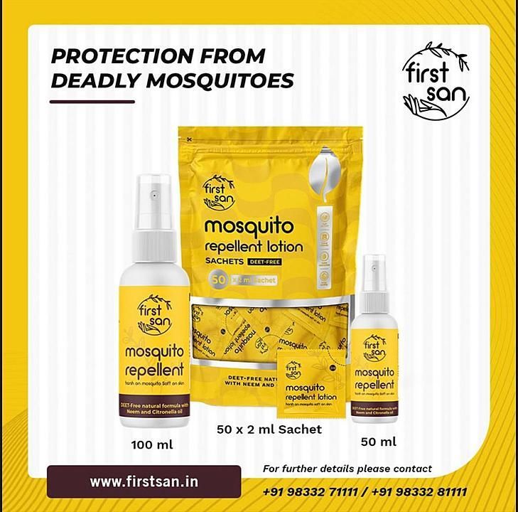 Mosquito Repellent sachet (1pkt×50 sachet) 100ml & 50ml  spray & single wipes 1pkt×10 uploaded by business on 1/12/2021